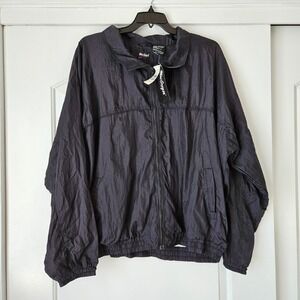 NWT MacGregor Men 2X Black Lightweight Windbreaker Jacket Full Zip Nylon Running